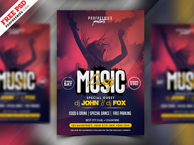 Music Party Invitation Flyer PSD Template club club party creative design download flyer free free psd free template freebie music music party party flyer photoshop print psd psd flyer psd template template