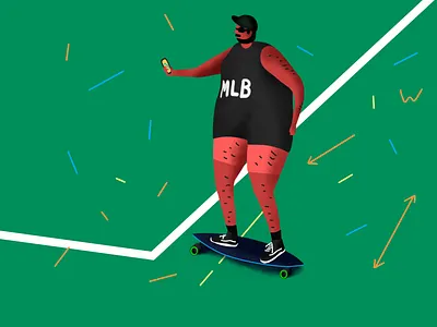 Skateboarding man drawing illustration man mlb pencil skateboard