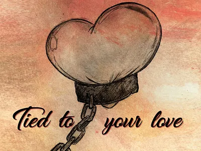 tied to your love black and white card art children cute dibujo digital disney draw editorial art funny girl hand draw heart illustration inlove love pencil pretty sketch slave
