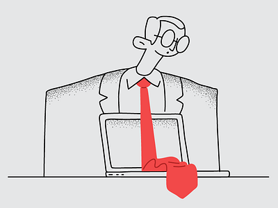 Red Tie Lawyer blog business character character design clean drawing editorial flat hand drawn illustration illustrator laptop lawyer legal line minimal portrait red tie suit and tie vector