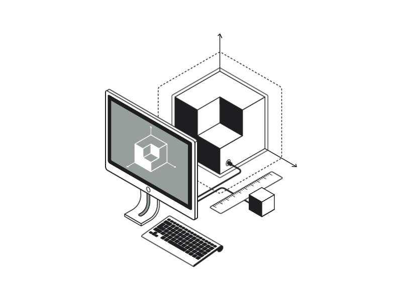 3D technologies animation animation axonometric cube illustration imac isometric isometric animation isometric illustration line art motion ruler vector