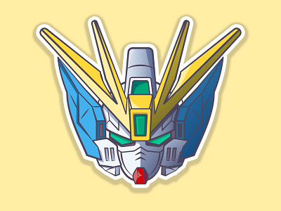 Wing Gundam Zero EW 2d anime gundam helmet illustration robot vector