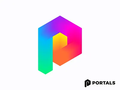 Abstract P for Portals ( for sale ) augmented reality app monogram future futuristic digital techy icon mark brand branding p hexagon colorful portal labirynt ar virtual technology tech logo