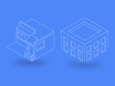 Store building icons isometric shop stair store ui design university windows