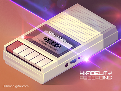 'Retro Cassette Recorder' Illustration 1980s 2d 80s style airbrush audio cassette cassette recorder cassette tape eighties illustration illustrator retro retro design retro future tape recorder vaporwave vector