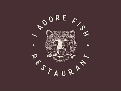 I Adore Fish bear character cuisine design fish food illustration logo portrait restaurant retro vintage