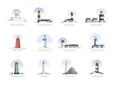 Lighthouses of the World architecture building city illustration ireland light lighthouse ocean sea vector