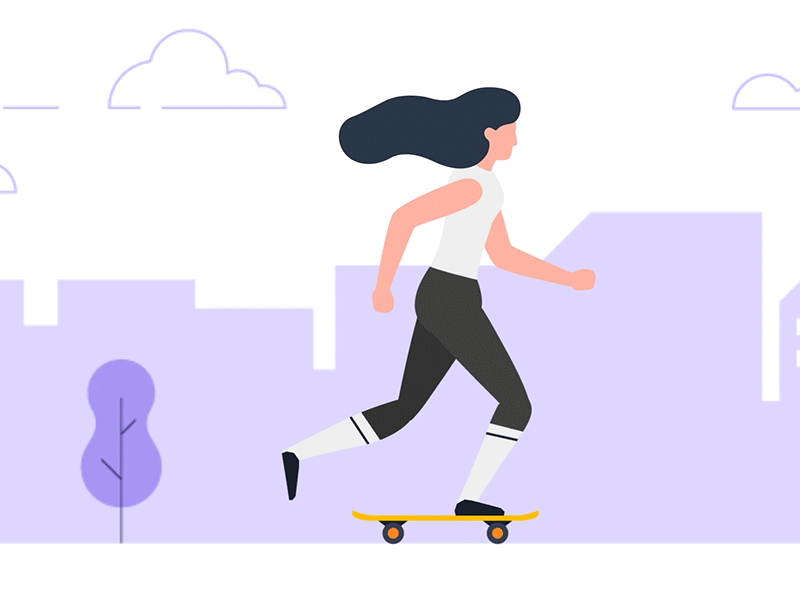 Skategirl motion after affects animation character design duik bassel girl loop motion skate vector