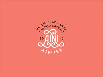 Aini Atelier atelier logo coral color illustration logo new retro wave newretro newvintage pantone 2019 retro typography vintage