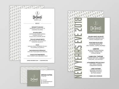 De Tonti Dinner Club Business System brand branding businesscard businesscarddesign design dinner dinner club illustration illustrator logo logo design logo design concept menu menu design mobile al typography vector