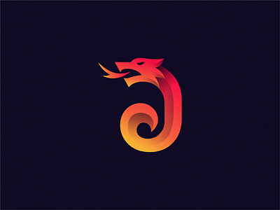 Dragon J brand design icon logo symbol