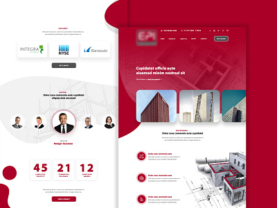 Construction company - Homepage Mockup buildings clean design clean mockup company website construction company design design front end back end front end web development mockup design red red and white web design website