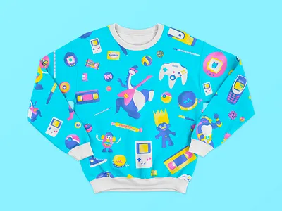 Swearshirt pattern années 90 art branding branding design brandingdesign child color design digitalart draw fun game graphicdesign illustration motf pattern pattern design pull sweat sweatshirt vector