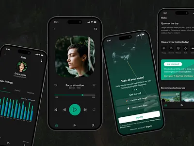 Meditation and Mindfulness Mobile App Design android app for meditation calm health app design ios meditation meditation and yoga meditation app meditation app design meditation mobile design mental health mindfulness app mobile design mobile ui mood tracker sleep app ui ux wellness app yoga