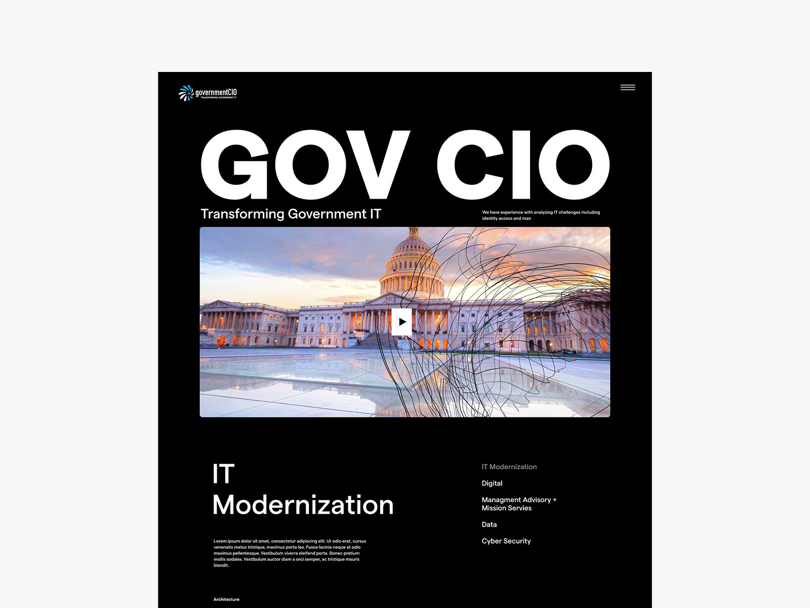 GovGIO Concept art direction branding government landing page security technology typography ui