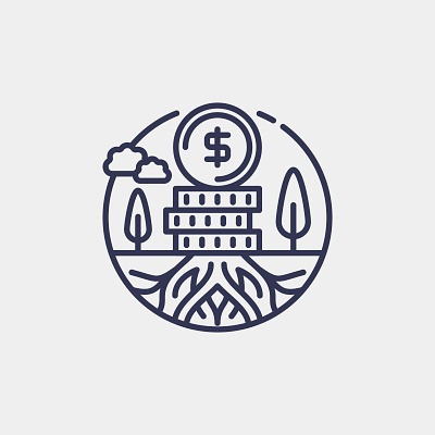 Deep Rooted Prosperity iocn coin design finance graphic design icon illustration logo roots vector