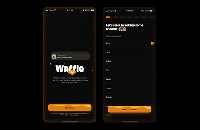 Waffle - Social app android app branding checkboxes colors design illustration ios logo mobile onboarding phone product design sidebar splashscreen ui ux