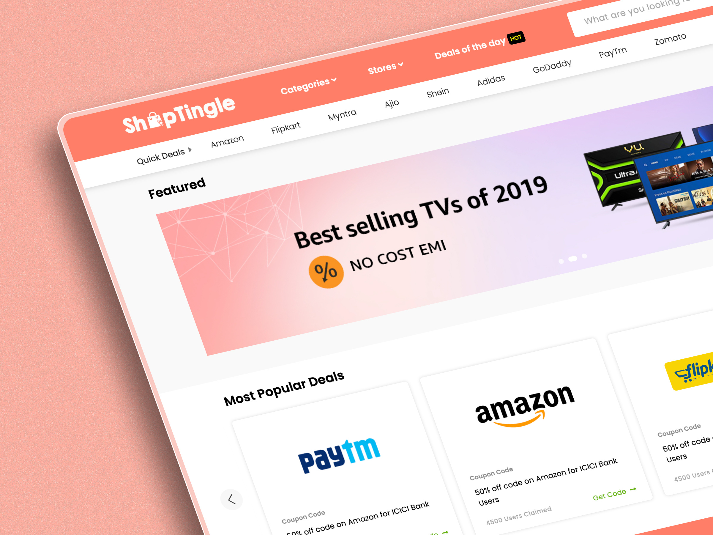 ShopTingle affiliate website craftnotion design e commerce home page homepage landing landing page landingpage ui design web webdesign website