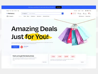 Marketory - Multivendor Ecommerce UI UX ecommerce website grocery website multivendor ecommerce site online shop shopping website ui design ui ux ui ux design user interface web ui ux design website design website ui ux