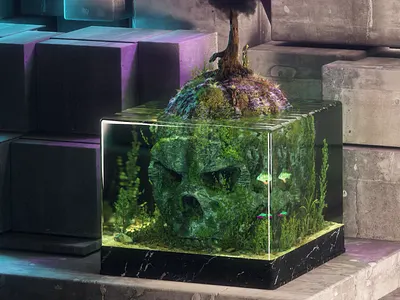 "Apocalypse of Today" 3d apocalypse art cuberto foundation graphic design graphics illustration nft render skull tree ui ux visualization