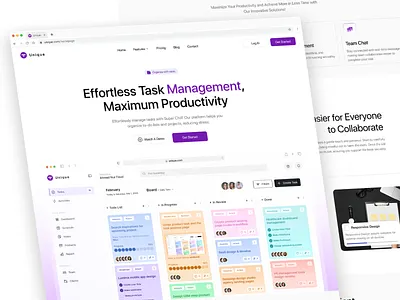 Unique - Task Management SaaS Landing Page dashboard landing page saas ui uiux design usabilty testing ux research