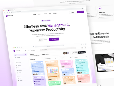 Unique - Task Management SaaS Landing Page dashboard landing page saas ui uiux design usabilty testing ux research