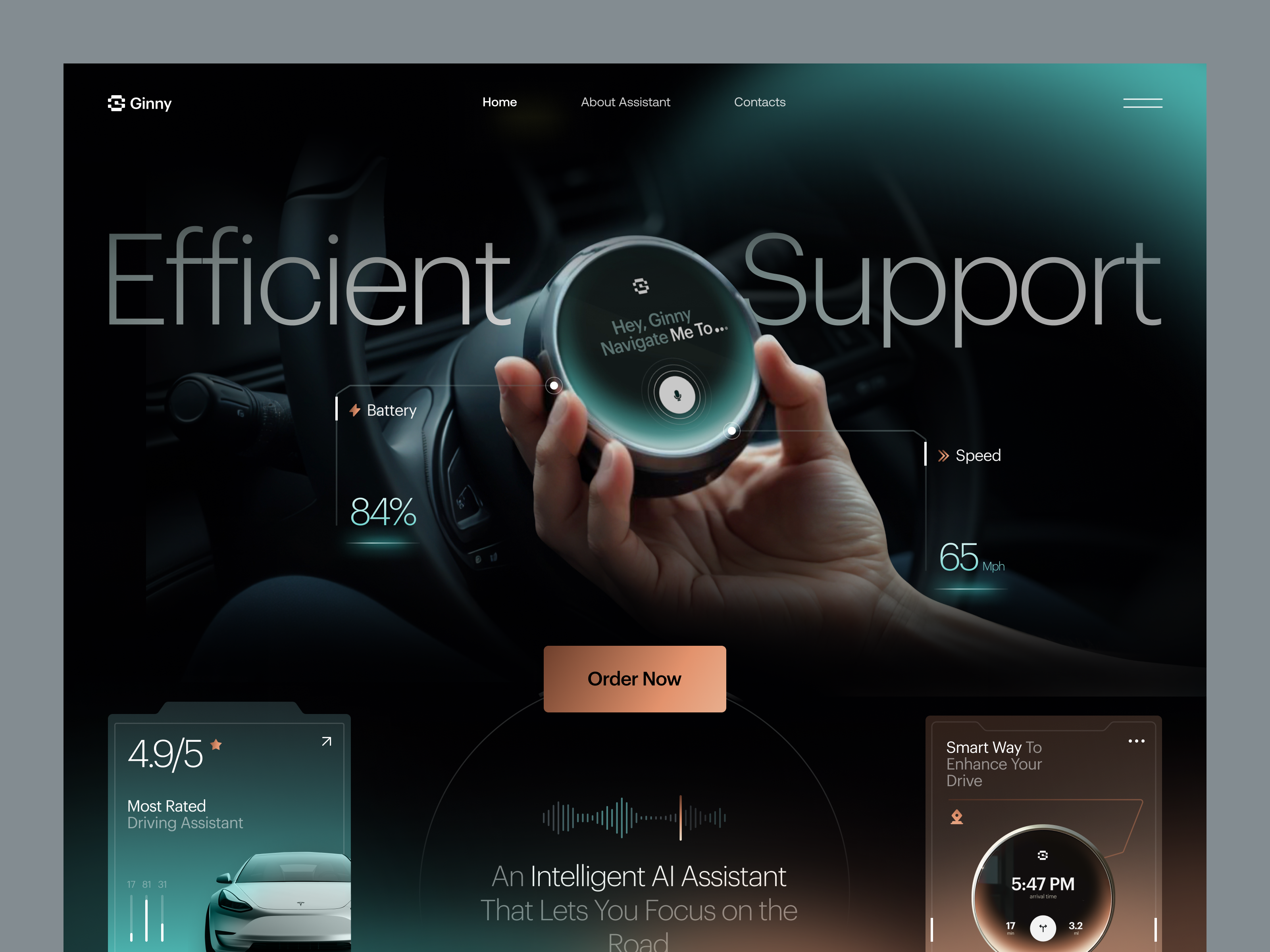 Example of Website for an AI Drive Assistant ✦ Ginny