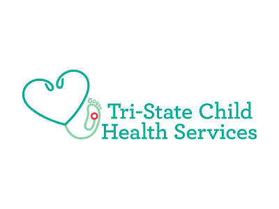 Tri-State Child Health Services Logo Design brand identity branding child care child services children feet health health care heart logo logo redesign rebranding stethoscope