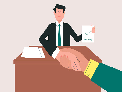 Hired! approval contract handshake hire meeting suit tie