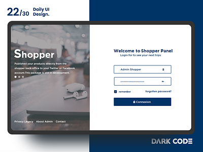 Dark Code Daily UI 30 - Day 22 admat admin panel blue and white dailyui dark code design design concept dribbble interface interface design login login page ui uiux design ux ux designer ux ui design website