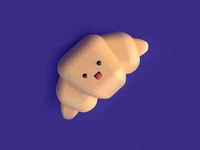 Croissant 3d Dribbble 3d 3d art breakfast character creativity croissant dribbble eat emoji happy icon procreate smile