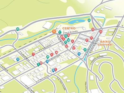 Neighborhood Map for Guia Castelfranchi buildings cartography city city guide city map guide illustration magazine map print street tourism town vector