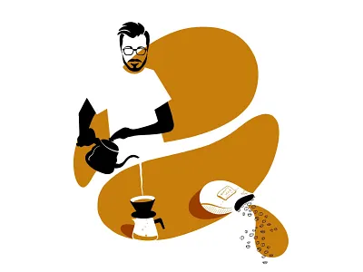 Barista cafe coffeeshop concept design illustration minimal minimalism minimalist design modern monotone simplicity storytelling visual art