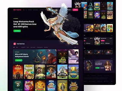 Candyloop: Main page casino design gambling home casino interface livecasino online online casino onlinecasino poker slots ui ux web web app web design website