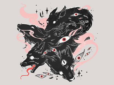 A0081: Wolves adobe draw apple pencil artwork digital art drawing illustration illustrator ipad ipad art line art strange strange art tshirt design vector vector art vector illustration wolf