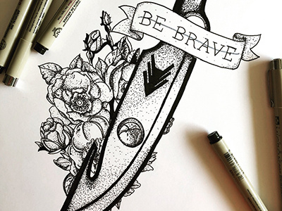 Hunter's knife destiny destiny 2 handletter illustation ink typography wildflowers