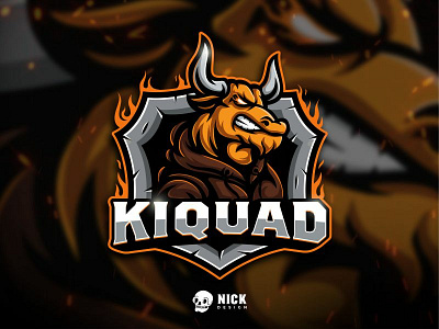 Kiquad Esport Logo angry bull animals branding bull character design design esport logo esports esports mascot gaming gaming logo illustration logo mascot sport branding sport logo sports streamer twitch viking