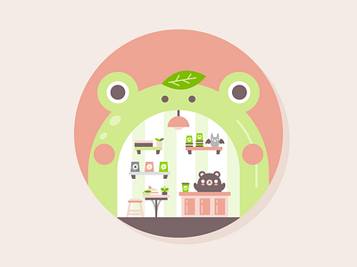 Bearista Coaster bear bear illustration cafe cute flat frog illustration kawaii lily pad vector