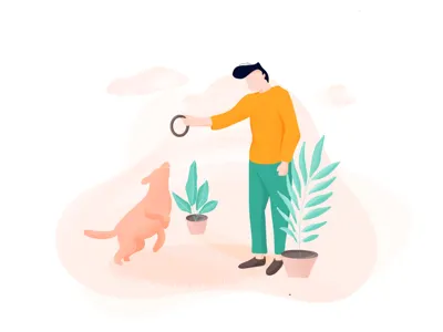 Having Fun - Illustration dog illustration procreate ui