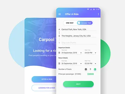 Carpool Concept Design car app car booking car pool concept design mobile app