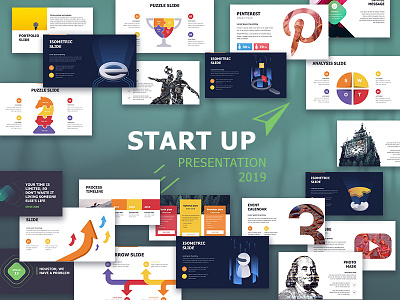 StartUp-X Presentation Template annual report creative design google slides infographic isomatric keynote powerpoint presentation slide template