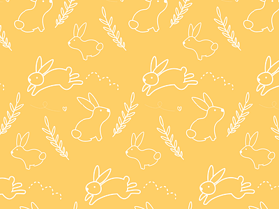 Bunnies! Another Seamless Pattern illustration limited palette pattern seamless pattern seamless patterns yellow