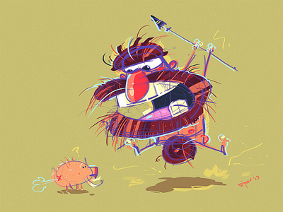 The Hunter cartoon cavemen character characterdesign coloring drawing fun illustration prehistoric process spovv
