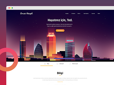 Ted Sigorta: Website branding city colored creative design flat gradient illustrated illustration light logo night typography ui ux vector visualizing web website