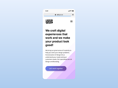 Daily UI - DEZGN Studio Mobile View app branding clean concept dailyui design digital inspiration landing page minimal ui ui design ux ux design web web design website