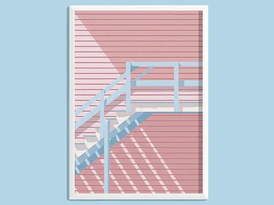 Beachin' Beach Hut Print architecture graphic design illustration mid century pink poster print print design usa wall art