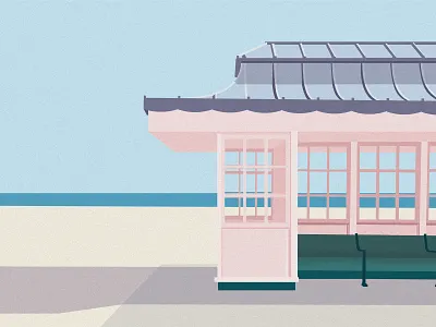 Beach Pavilion Print architecture graphic design illustration mid century poster print print design wall art