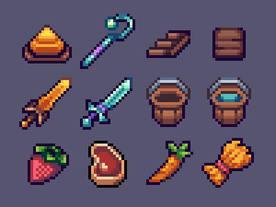 Nebulosa Item Pack #1 8bit art clean cute greatlemon icons items konradel pixel retro rpg scratch simple small smooth tiny