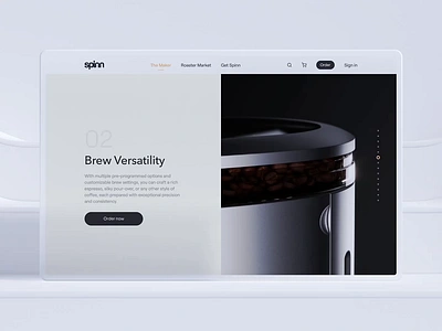 The maker landing page 3d animation brand branding c4d coffee hardware homepage illustration landing logo machine motion promo slider spinn swipe typeface ui website