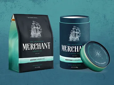 Travelling Merchant Packaging Designs brand branding coffee coffee bag design logo package mockup packaging travel